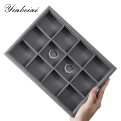 Yinbeini Microfiber Multifunction Jewelry Display Tray External right-angled surface arc Microfiber Jewelry Tray Ring Bracelet Earrings Necklace  Tray P048