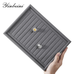 Yinbeini Microfiber Multifunction Jewelry Display Tray External right-angled surface arc Microfiber Jewelry Tray Ring Bracelet Earrings Necklace  Tray P048