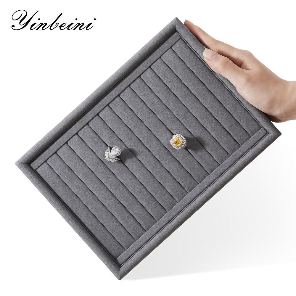Yinbeini Bracelet Earrings Necklace Microfiber Multifunction Tray External right-angled surface arc Jewelry Tray Ring Jewelry Display Tray P049