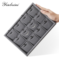Yinbeini Microfiber Jewelry Display Tray External right-angled surface arc Jewelry Tray Ring Bracelet Earrings Necklace Multifunction Tray  P047