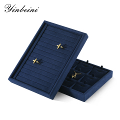 Yinbeini Microfiber Jewelry Display Tray External right-angled surface arc Jewelry Tray Ring Bracelet Earrings Necklace Multifunction Tray  P047