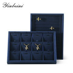Yinbeini Microfiber Jewelry Display Tray External right-angled surface arc Jewelry Tray Ring Bracelet Earrings Necklace Multifunction Tray  P047