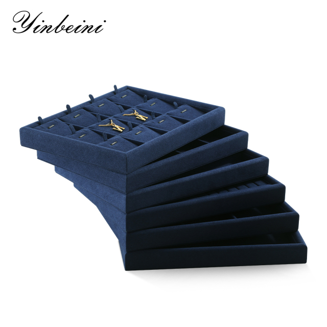 Yinbeini Microfiber Jewelry Display Tray External right-angled surface arc Jewelry Tray Ring Bracelet Earrings Necklace Multifunction Tray  P047
