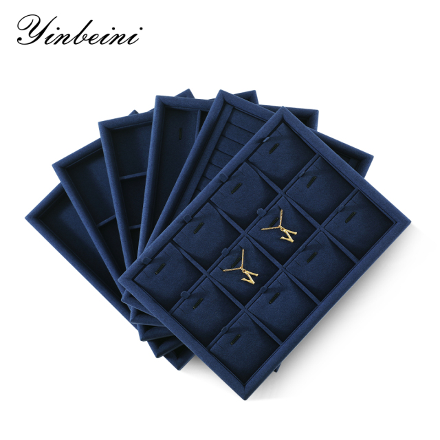 Yinbeini Microfiber Jewelry Display Tray External right-angled surface arc Jewelry Tray Ring Bracelet Earrings Necklace Multifunction Tray  P047