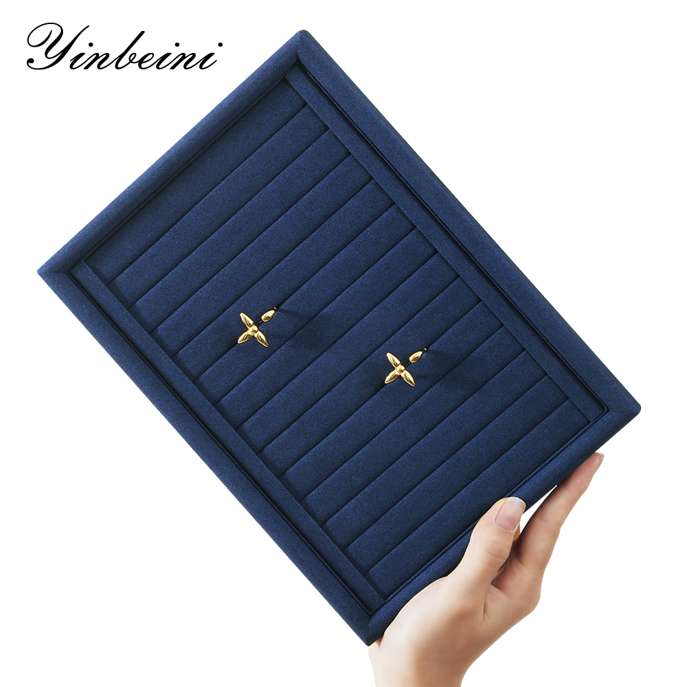 Yinbeini Microfiber Multifunction Jewelry Display Tray External right-angled surface arc Microfiber Jewelry Tray Ring Bracelet Earrings Necklace  Tray P048