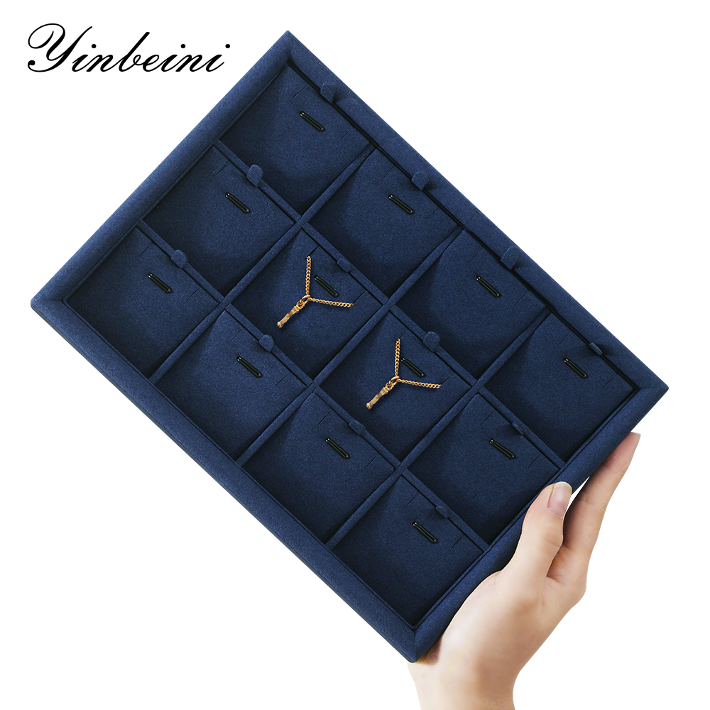 Yinbeini Microfiber Multifunction Jewelry Display Tray External right-angled surface arc Microfiber Jewelry Tray Ring Bracelet Earrings Necklace  Tray P048