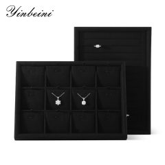 Yinbeini Microfiber Jewelry Display Tray External right-angled surface arc Jewelry Tray Ring Bracelet Earrings Necklace Multifunction Tray  P047
