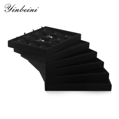 Yinbeini Microfiber Multifunction Jewelry Display Tray External right-angled surface arc Microfiber Jewelry Tray Ring Bracelet Earrings Necklace  Tray P048