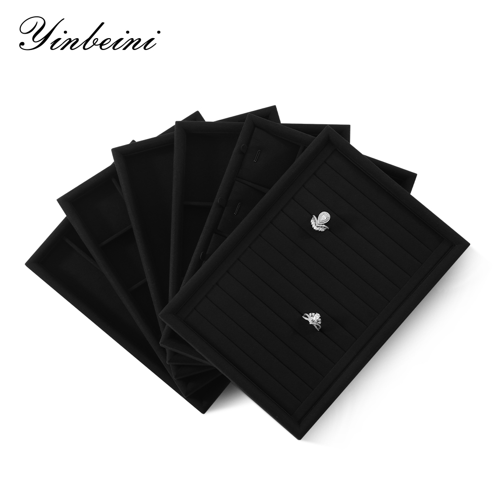Yinbeini Microfiber Multifunction Jewelry Display Tray External right-angled surface arc Microfiber Jewelry Tray Ring Bracelet Earrings Necklace  Tray P048