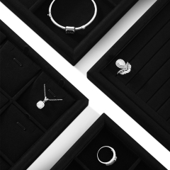 Yinbeini Microfiber Jewelry Display Tray External right-angled surface arc Jewelry Tray Ring Bracelet Earrings Necklace Multifunction Tray  P047
