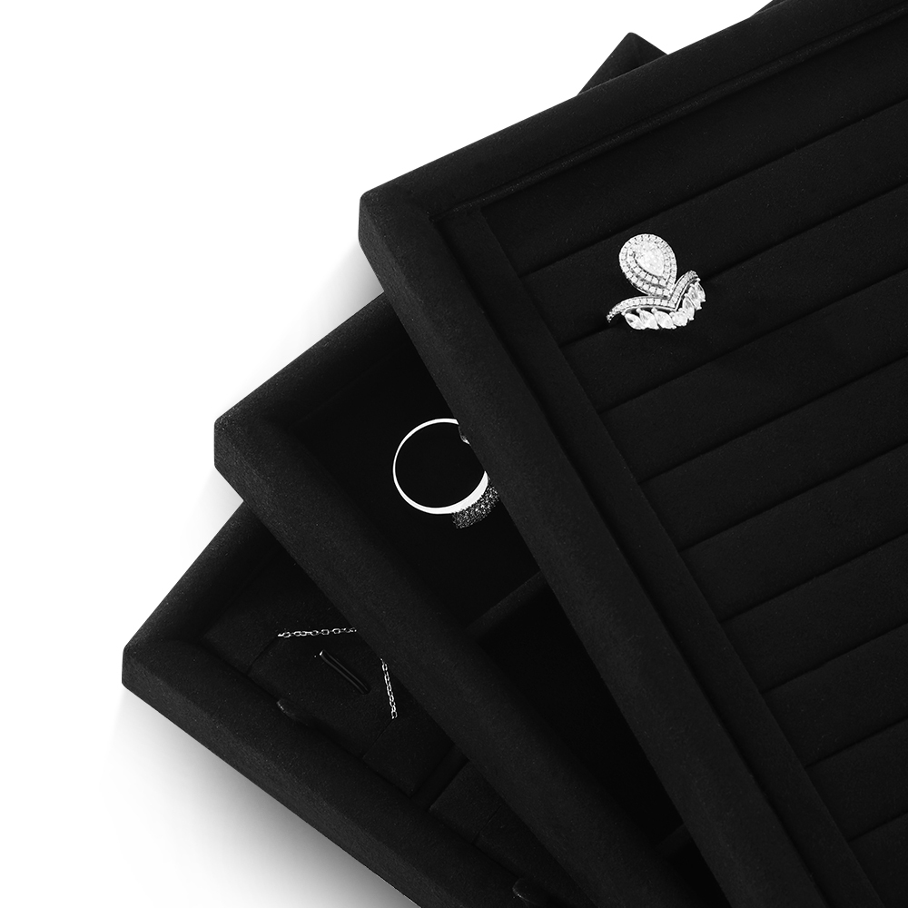 Yinbeini Microfiber Multifunction Jewelry Display Tray External right-angled surface arc Microfiber Jewelry Tray Ring Bracelet Earrings Necklace  Tray P048