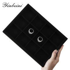 Yinbeini Microfiber Multifunction Jewelry Display Tray External right-angled surface arc Microfiber Jewelry Tray Ring Bracelet Earrings Necklace  Tray P048