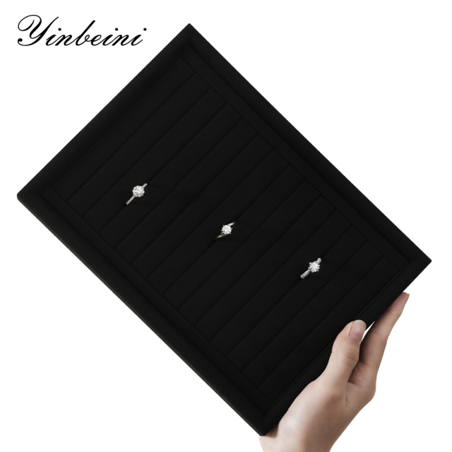 Yinbeini Microfiber Multifunction Jewelry Display Tray External right-angled surface arc Microfiber Jewelry Tray Ring Bracelet Earrings Necklace  Tray P048