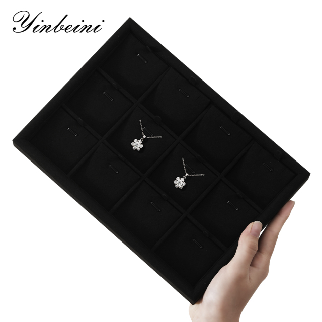 Yinbeini Microfiber Multifunction Jewelry Display Tray External right-angled surface arc Microfiber Jewelry Tray Ring Bracelet Earrings Necklace  Tray P048