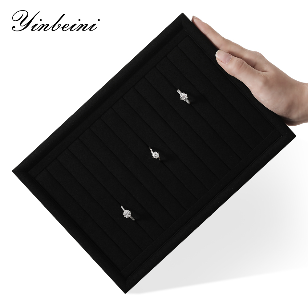Yinbeini Microfiber Multifunction Jewelry Display Tray External right-angled surface arc Microfiber Jewelry Tray Ring Bracelet Earrings Necklace  Tray P048