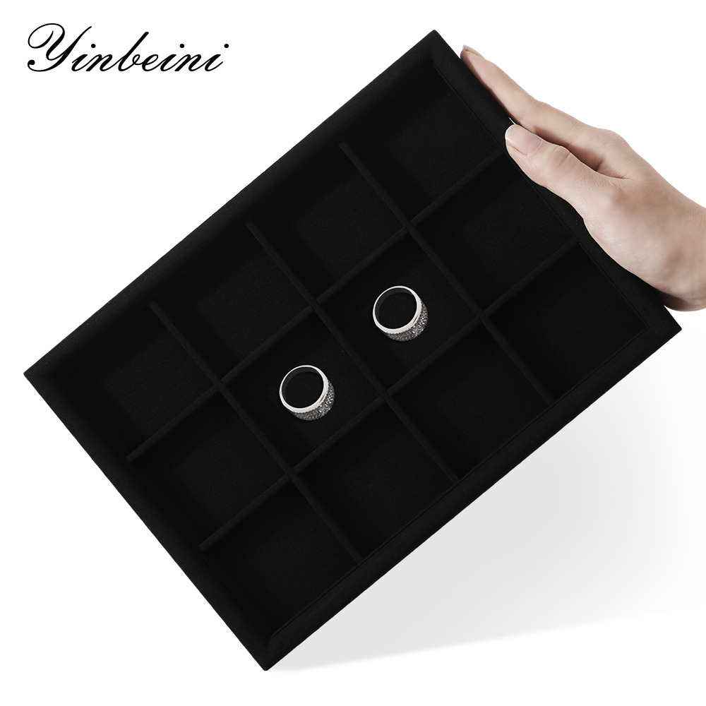 Yinbeini Bracelet Earrings Necklace Microfiber Multifunction Tray External right-angled surface arc Jewelry Tray Ring Jewelry Display Tray P049