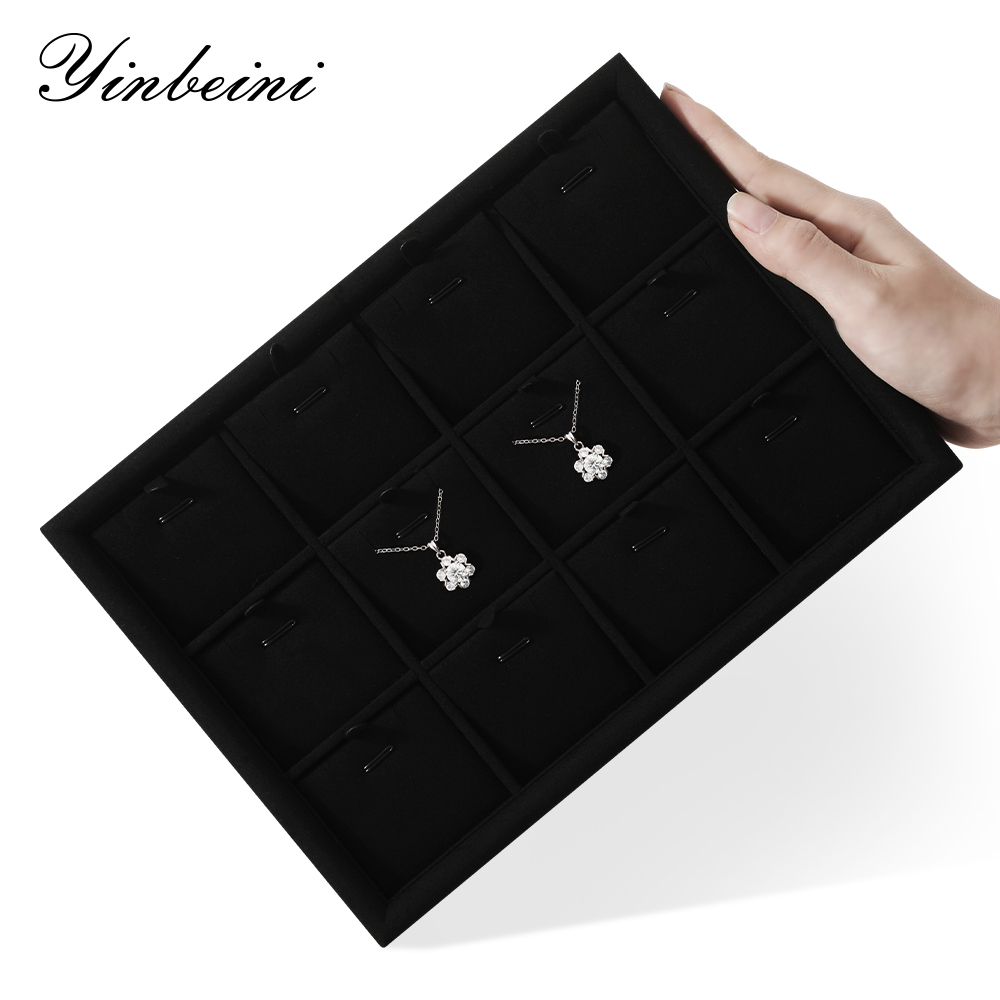 Yinbeini Microfiber Multifunction Jewelry Display Tray External right-angled surface arc Microfiber Jewelry Tray Ring Bracelet Earrings Necklace  Tray P048