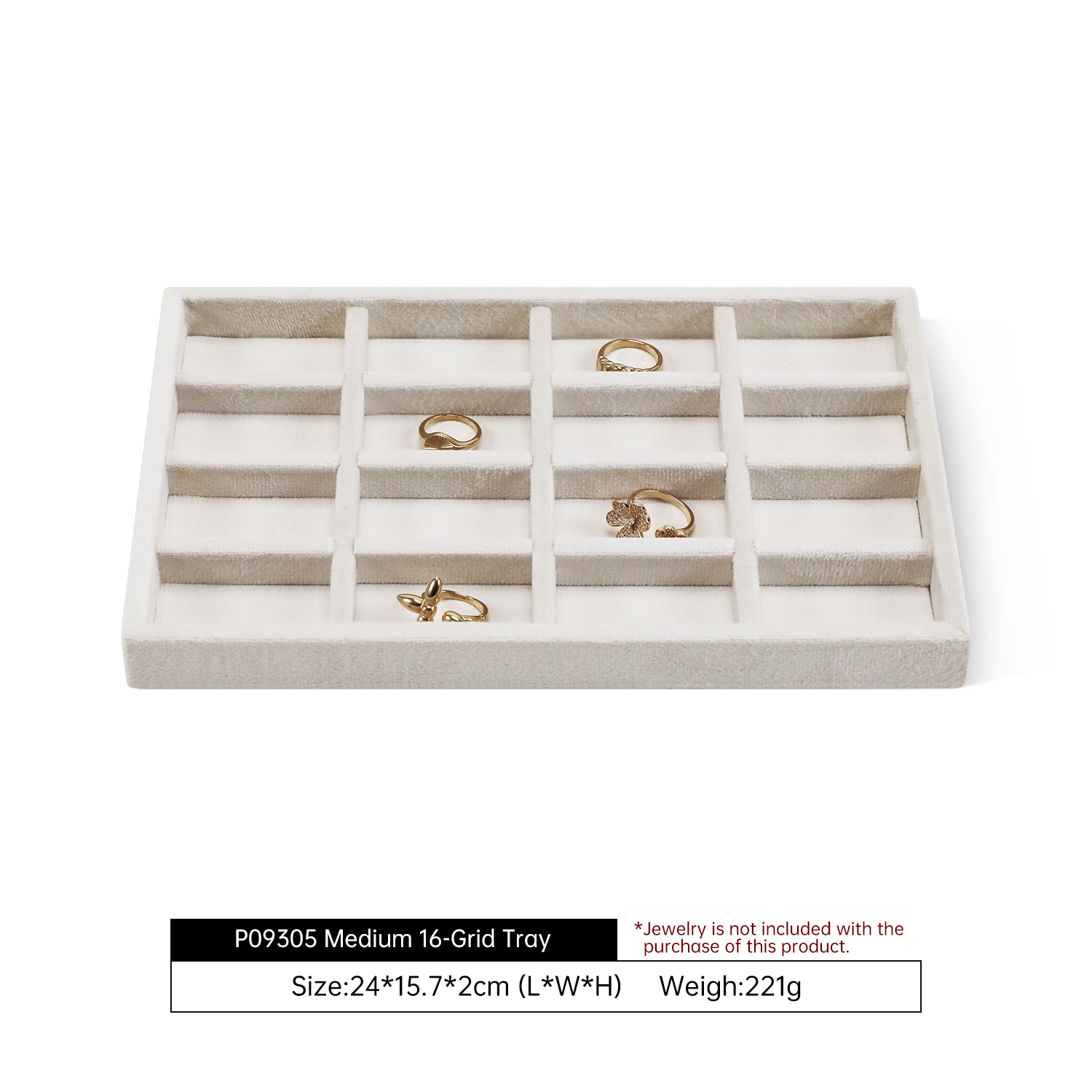 Yinbeini Multifunctional Velvet Jewelry Holder Tray Integrate Ring Earring Necklace Display Meet Multiple Accessory Storage Demands P095