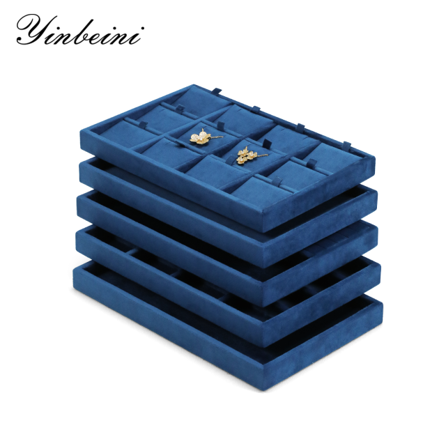 Yinbeini Multifunctional Velvet Jewelry Holder Tray Integrate Ring Earring Necklace Display Meet Multiple Accessory Storage Demands P095