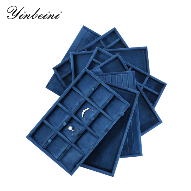 Yinbeini Multifunctional Velvet Jewelry Holder Tray Integrate Ring Earring Necklace Display Meet Multiple Accessory Storage Demands P095