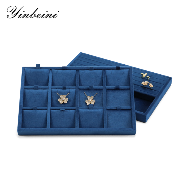 Yinbeini Multifunctional Velvet Jewelry Holder Tray Integrate Ring Earring Necklace Display Meet Multiple Accessory Storage Demands P095