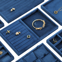 Yinbeini Multifunctional Velvet Jewelry Holder Tray Integrate Ring Earring Necklace Display Meet Multiple Accessory Storage Demands P095
