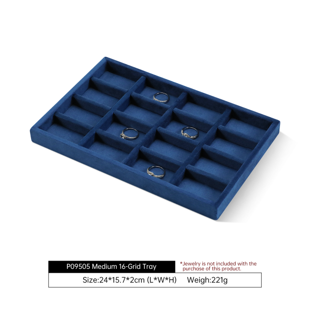 Yinbeini Multifunctional Velvet Jewelry Holder Tray Integrate Ring Earring Necklace Display Meet Multiple Accessory Storage Demands P095