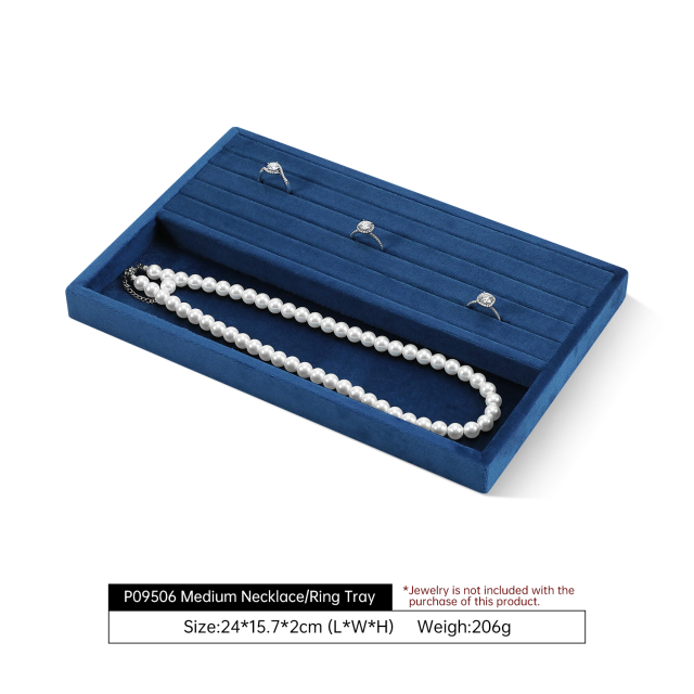 Yinbeini Multifunctional Velvet Jewelry Holder Tray Integrate Ring Earring Necklace Display Meet Multiple Accessory Storage Demands P095