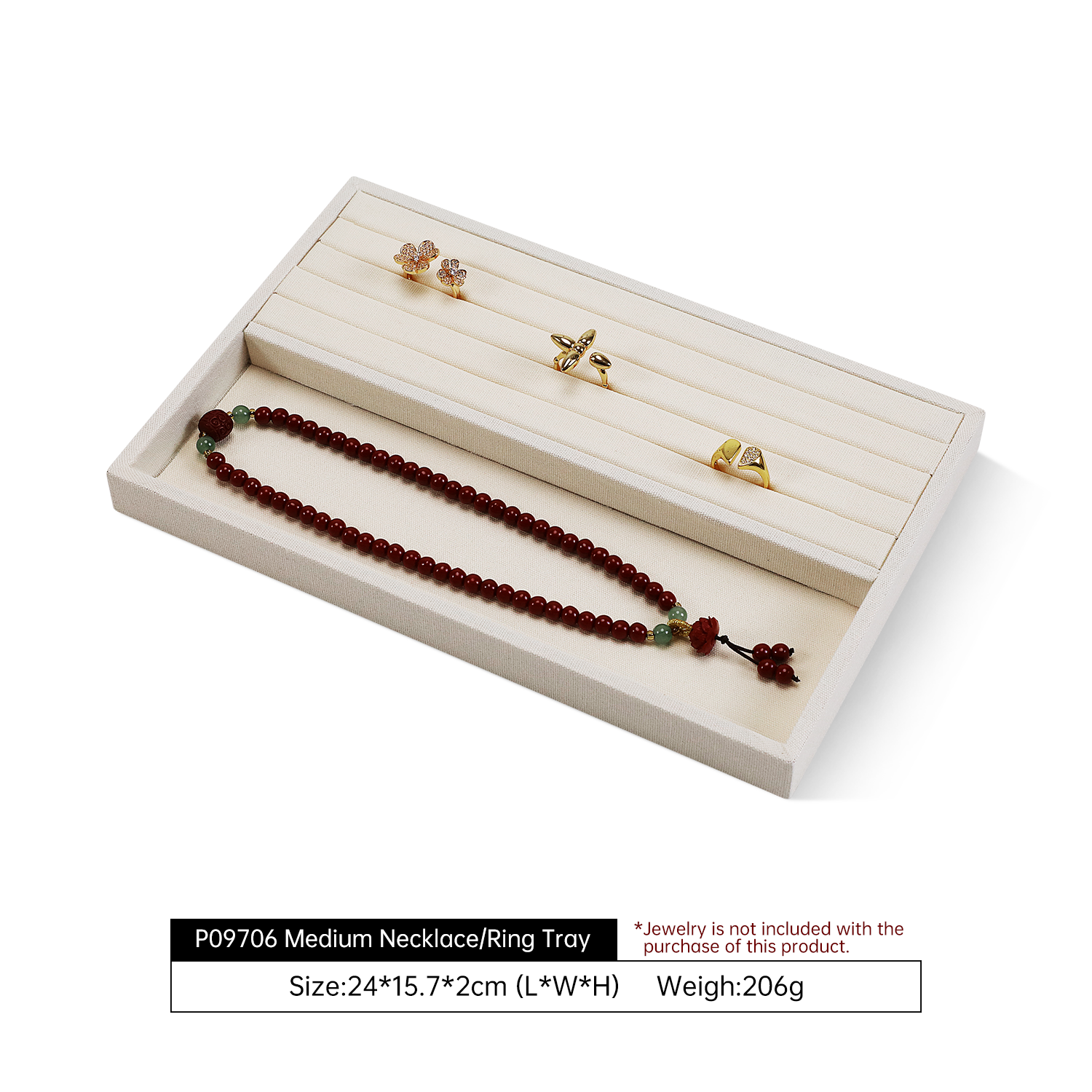 Yinbeini Business Grade Linen Jewelry Display Tray Simple Atmospheric Style Durable Structure for Professional Store Counter Stable P099