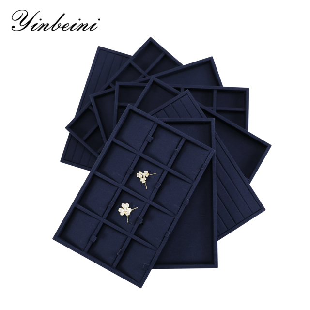 Yinbeini Business Grade Linen Jewelry Display Tray Simple Atmospheric Style Durable Structure for Professional Store Counter Stable P099