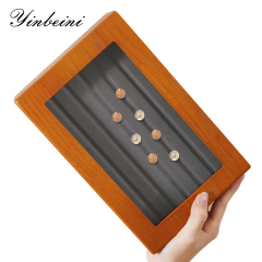 Yinbeini Jewelry Display Case with Cover Rhinestone Crystal Storage Box Wooden Diamond Beads Gemstone Organizer Jeweler's jewelry counter X001