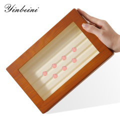Yinbeini Jewelry Display Case with Cover Rhinestone Crystal Storage Box Wooden Diamond Beads Gemstone Organizer Jeweler's jewelry counter X001