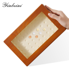 Yinbeini Jewelry Display Case with Cover Rhinestone Crystal Storage Box Wooden Diamond Beads Gemstone Organizer Jeweler's jewelry counter X001