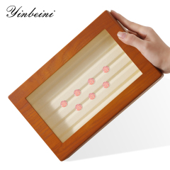 Yinbeini Jewelry Display Case with Cover Rhinestone Crystal Storage Box Wooden Diamond Beads Gemstone Organizer Jeweler's jewelry counter X001