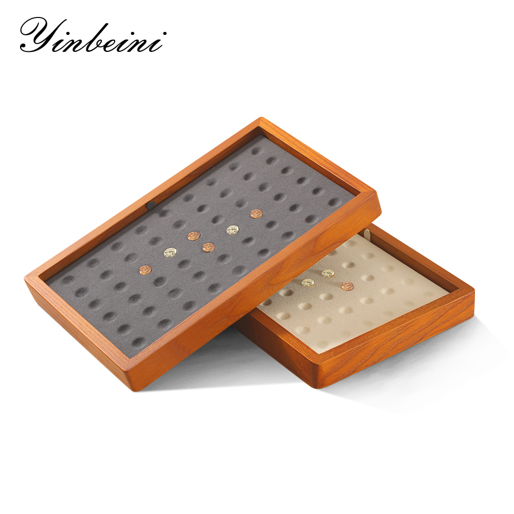 Yinbeini Jewelry Display Case with Cover Rhinestone Crystal Storage Box Wooden Diamond Beads Gemstone Organizer Jeweler's jewelry counter X001