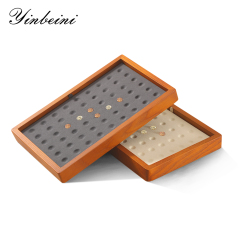 Yinbeini Jewelry Display Case with Cover Rhinestone Crystal Storage Box Wooden Diamond Beads Gemstone Organizer Jeweler's jewelry counter X001
