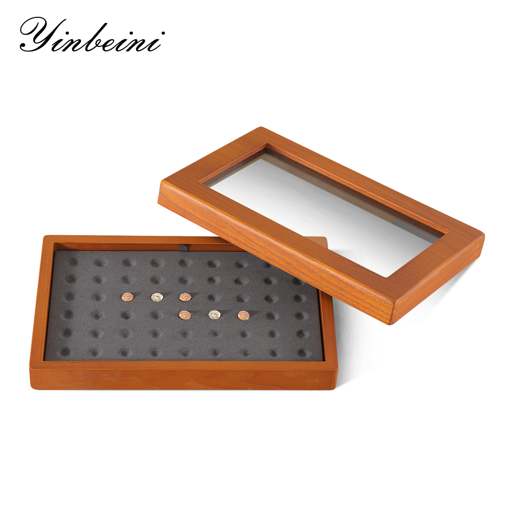 Yinbeini Jewelry Display Case with Cover Rhinestone Crystal Storage Box Wooden Diamond Beads Gemstone Organizer Jeweler's jewelry counter X001