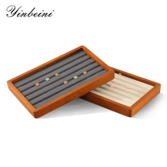 Yinbeini Jewelry Display Case with Cover Rhinestone Crystal Storage Box Wooden Diamond Beads Gemstone Organizer Jeweler's jewelry counter X001