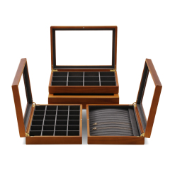 Yinbeini Wooden Ring Earrings Organizer Large Jewelry Storage Box With Cover Bracelet Necklace Display CaseJeweler's jewelry counter X007