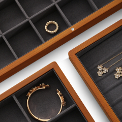 Yinbeini Wooden Ring Earrings Organizer Large Jewelry Storage Box With Cover Bracelet Necklace Display CaseJeweler's jewelry counter X007