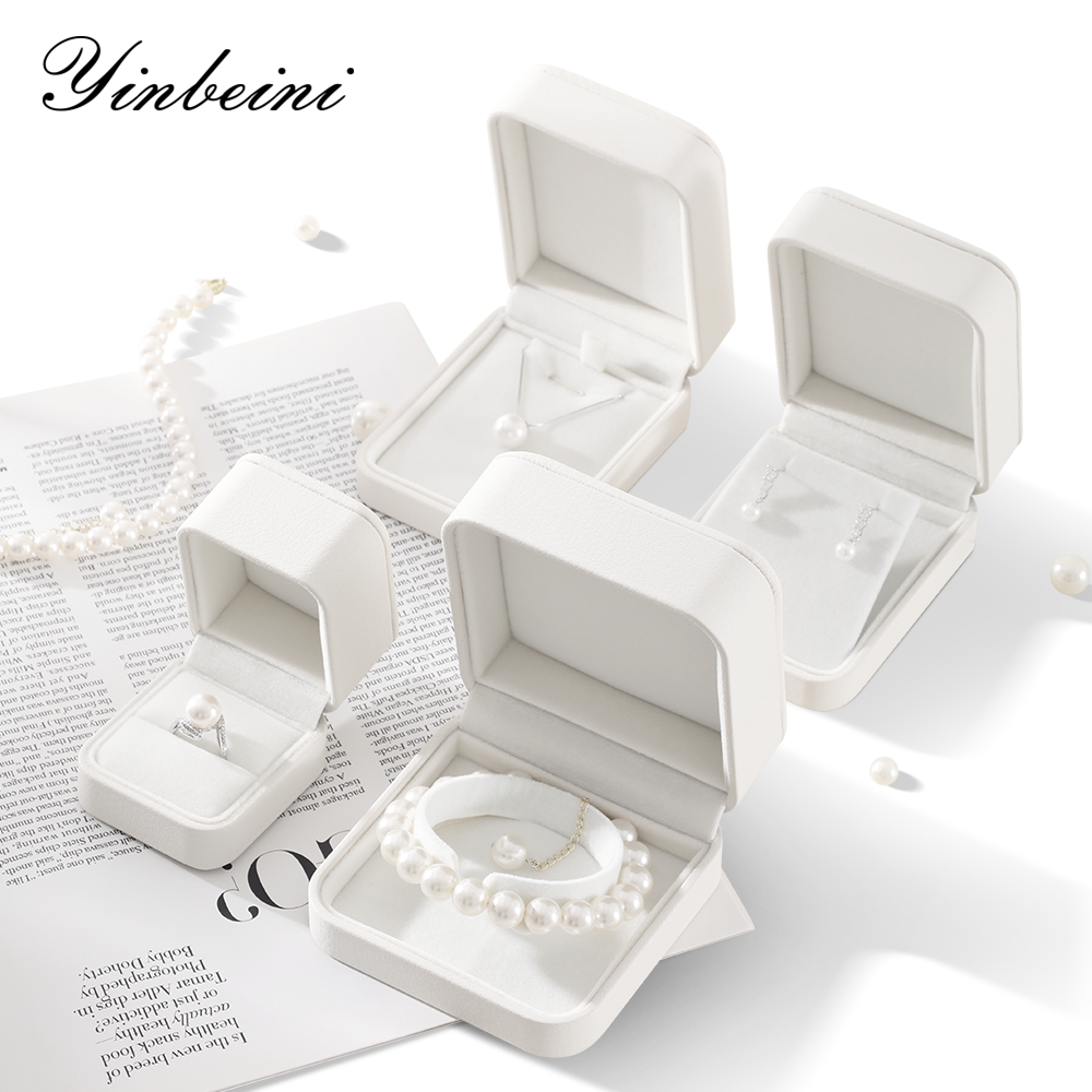 Yinbeini PU Leather Wedding Ring Box Jewelry Display Organizer Bracelet Box Earrings Long Necklace Storage Box Gift Proposal Box H001