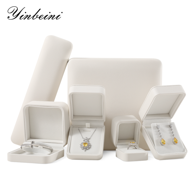 Yinbeini Jewelry Display Organizer Bracelet Box Long Necklace Earrings Storage Box PU Leather Wedding Ring Box Gift Proposal Box H003