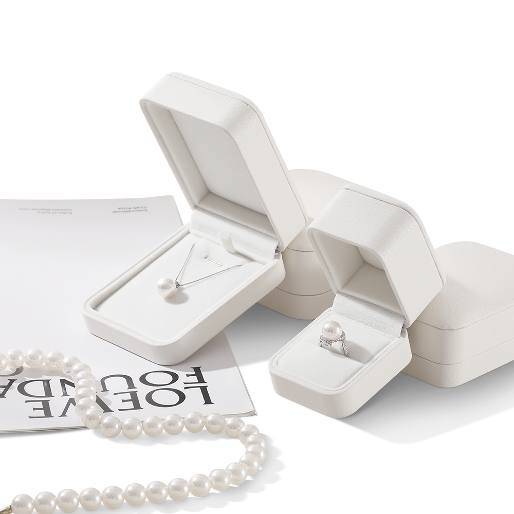 Yinbeini PU Leather Wedding Ring Box Jewelry Display Organizer Bracelet Box Earrings Long Necklace Storage Box Gift Proposal Box H001
