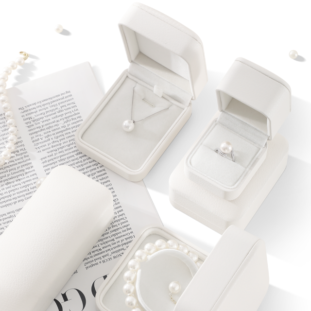 Yinbeini PU Leather Wedding Ring Box Jewelry Display Organizer Bracelet Box Earrings Long Necklace Storage Box Gift Proposal Box H001