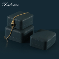Yinbeini Jewelry Display Organizer Bracelet Box Long Necklace Earrings Storage Box PU Leather Wedding Ring Box Gift Proposal Box H003