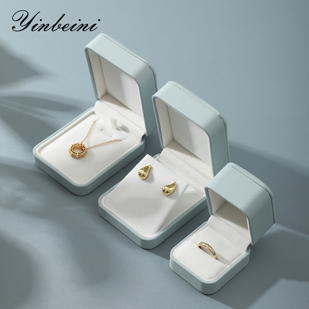 Yinbeini PU Leather Bracelet Box Long Necklace Earrings Storage Box Jewelry Display Organizer Wedding Ring Box Gift Proposal Box