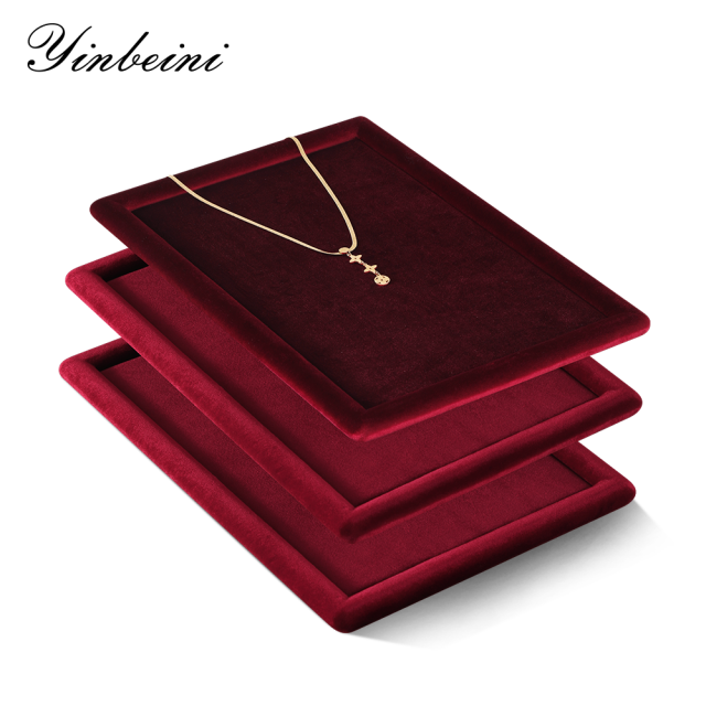 Yinbeini Red Flocked Velvet Jewelry Tray for Bridesmaid Jewelry Gifts Perfect for Bridal Parties and Wedding Gift Shops P079