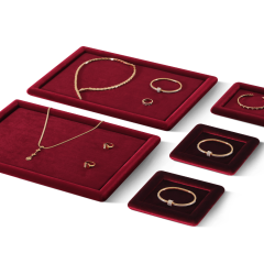 Yinbeini Red Flocked Velvet Jewelry Tray for Bridesmaid Jewelry Gifts Perfect for Bridal Parties and Wedding Gift Shops P079