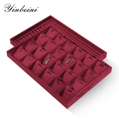 Yinbeini Velvet Jewelry Display Tray for Pearl and Diamond Rings Perfect for Bridal and Luxury Jewelry Boutiques P087