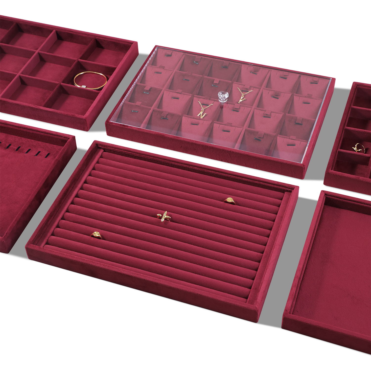 Yinbeini Velvet Jewelry Display Tray for Pearl and Diamond Rings Perfect for Bridal and Luxury Jewelry Boutiques P087